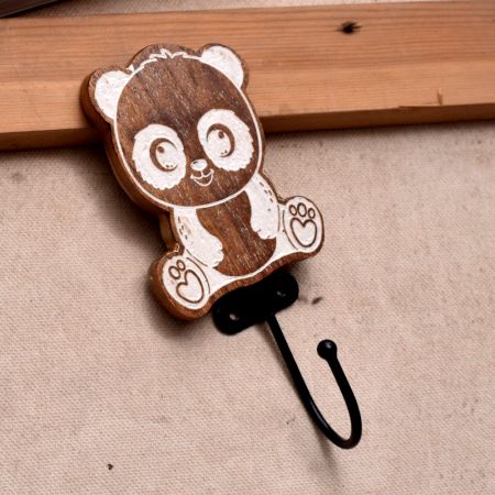 Brown Wooden Panda Coat Hooks